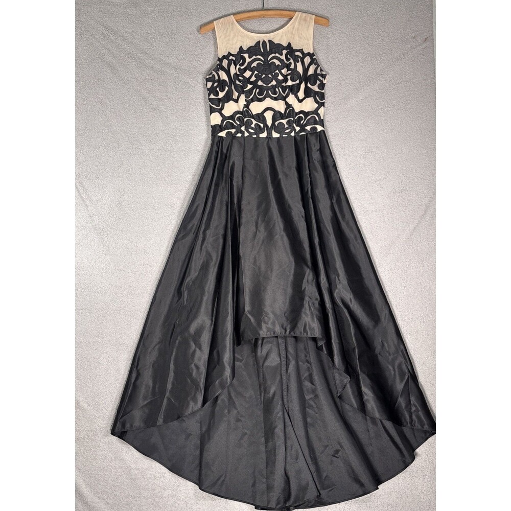 Jackie Jon New York Womens 8‎ Black Floral High Low Dress Goth  Illusion Bodice